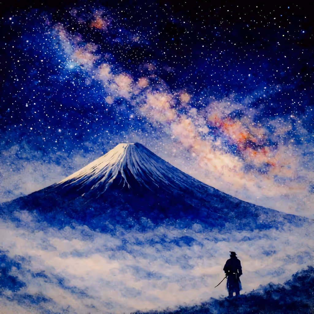 Simple Fuji Art: Beneath the Stars