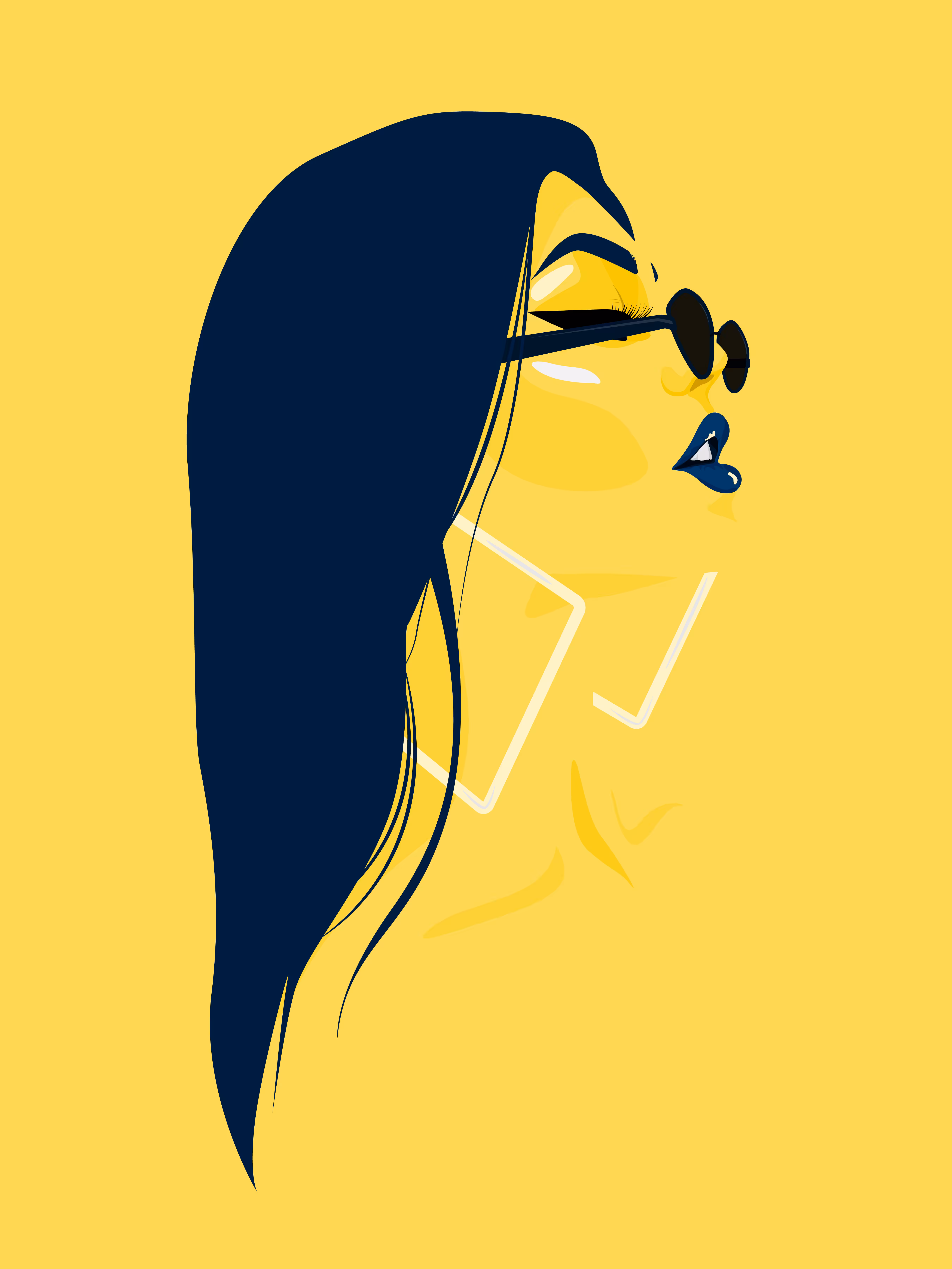 a girl with square earings