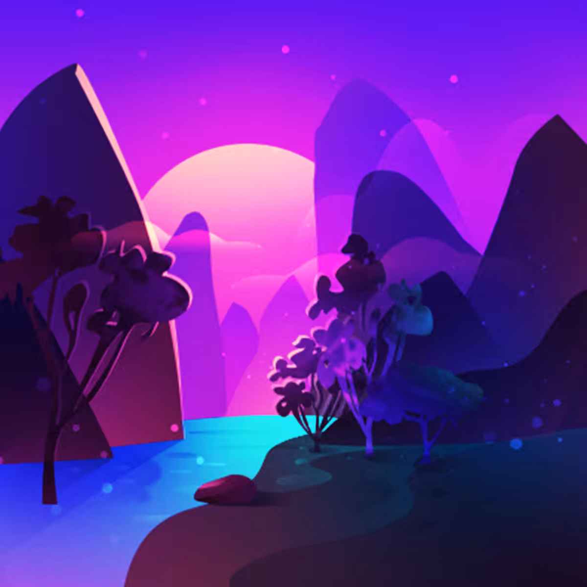 Valley at night