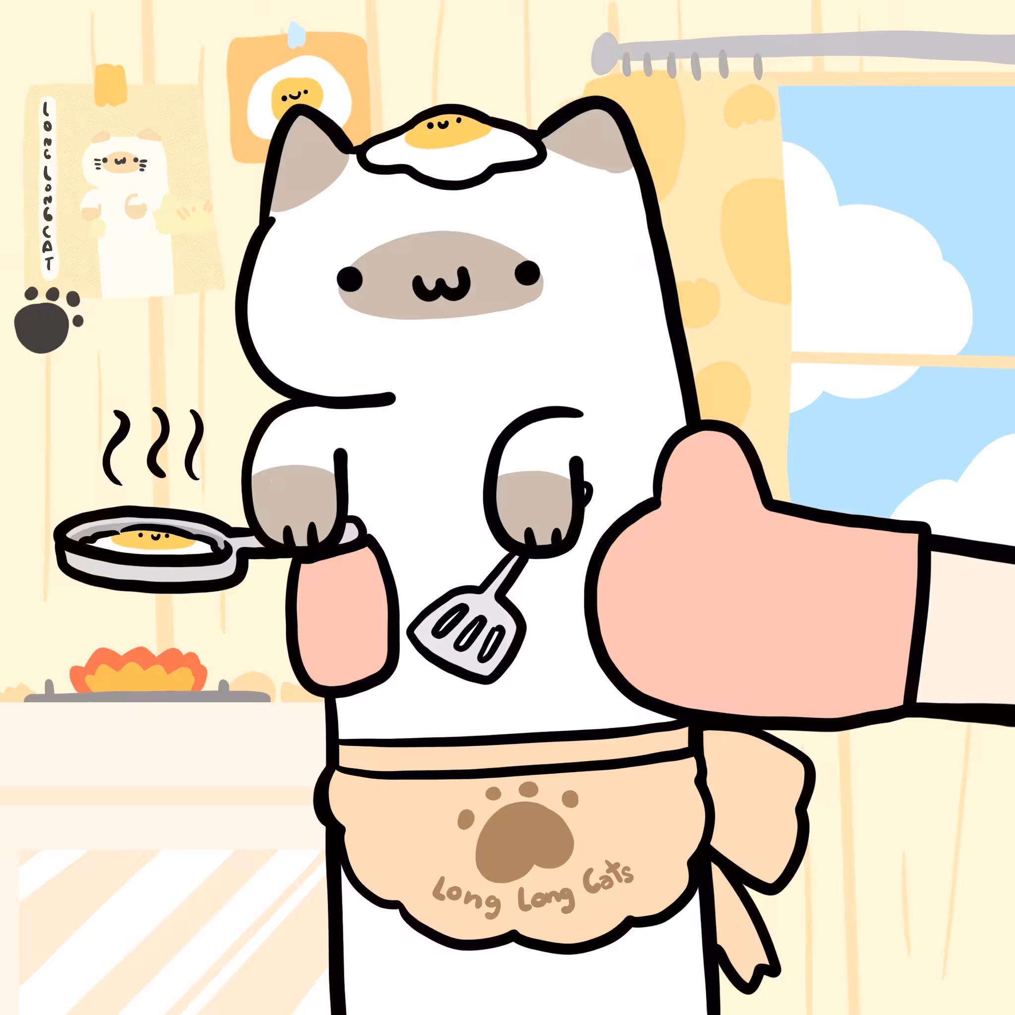 Long Long Cat: Long long fried eggs cat #069