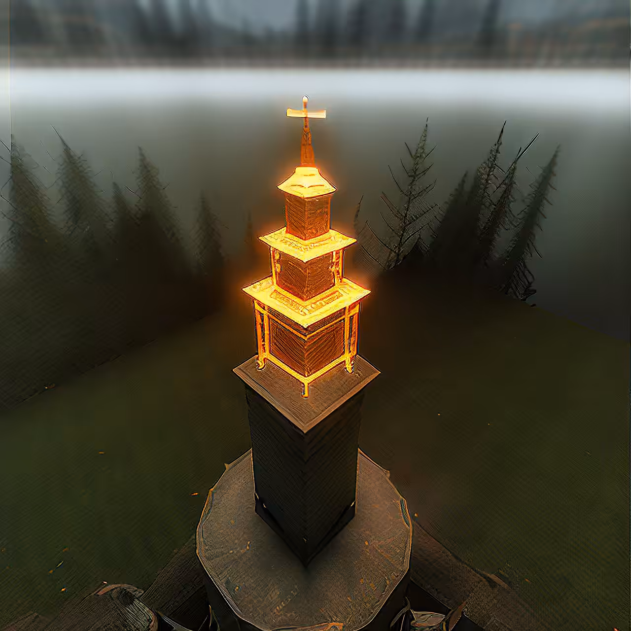 Church Beacon Of Fog