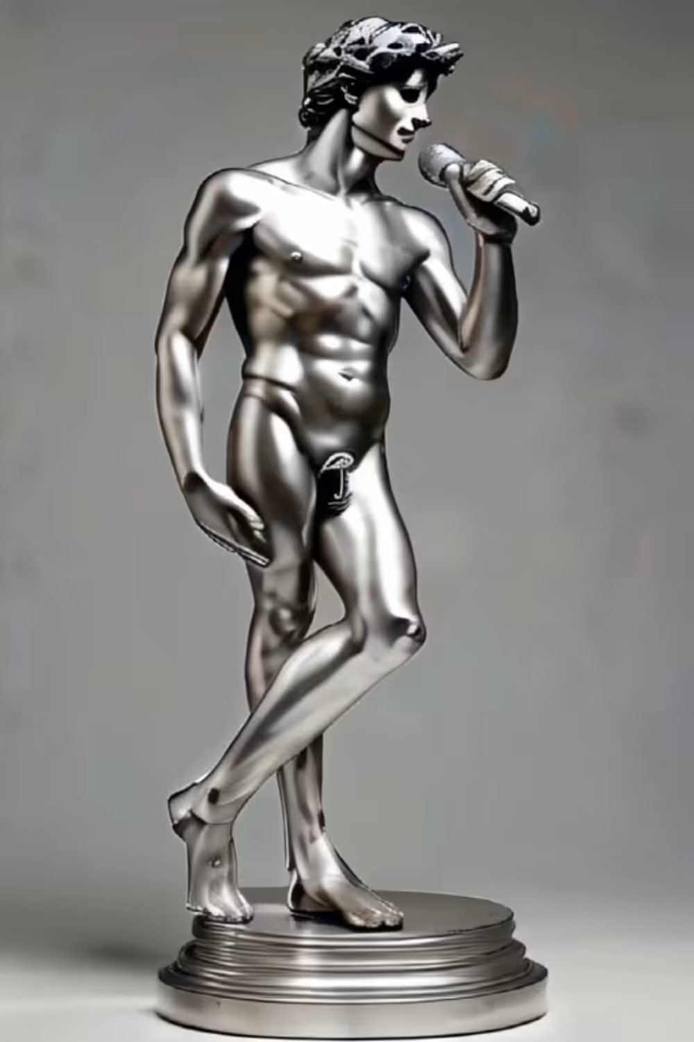 David the romantic singer - Silver sculpture