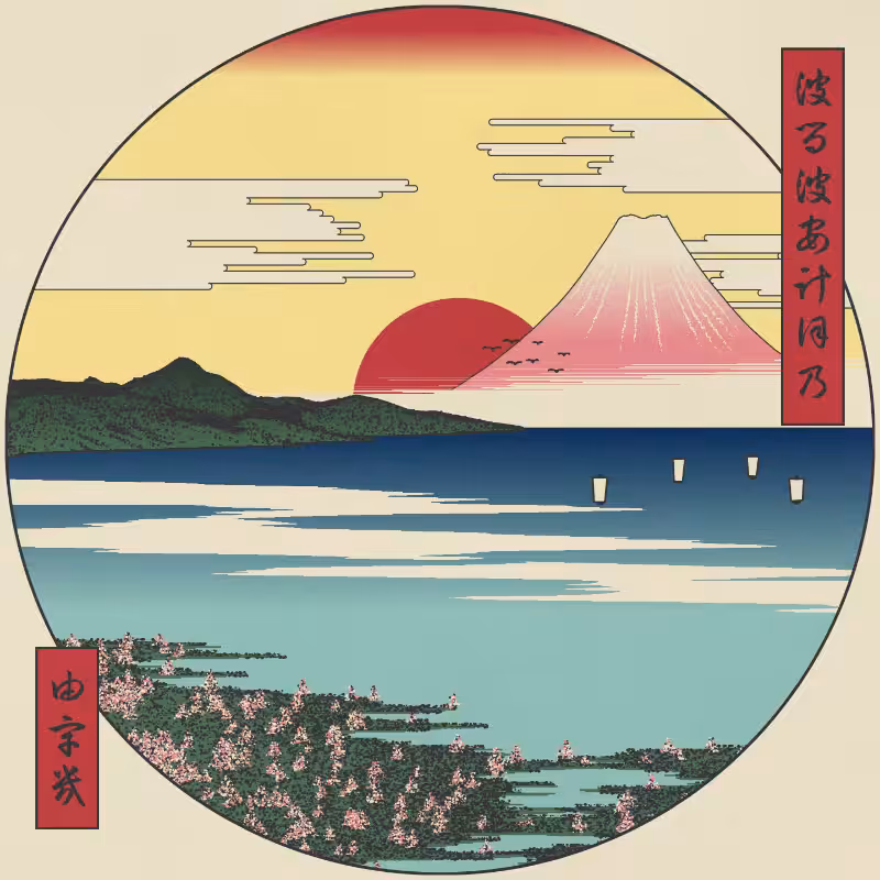 ukiyo-e seascape in bloom #112