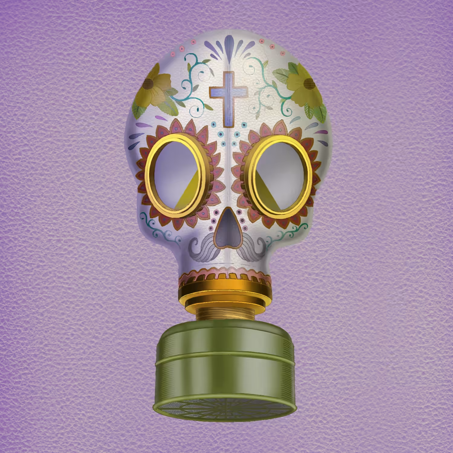 #002 Gas Mask × Mexican Skull