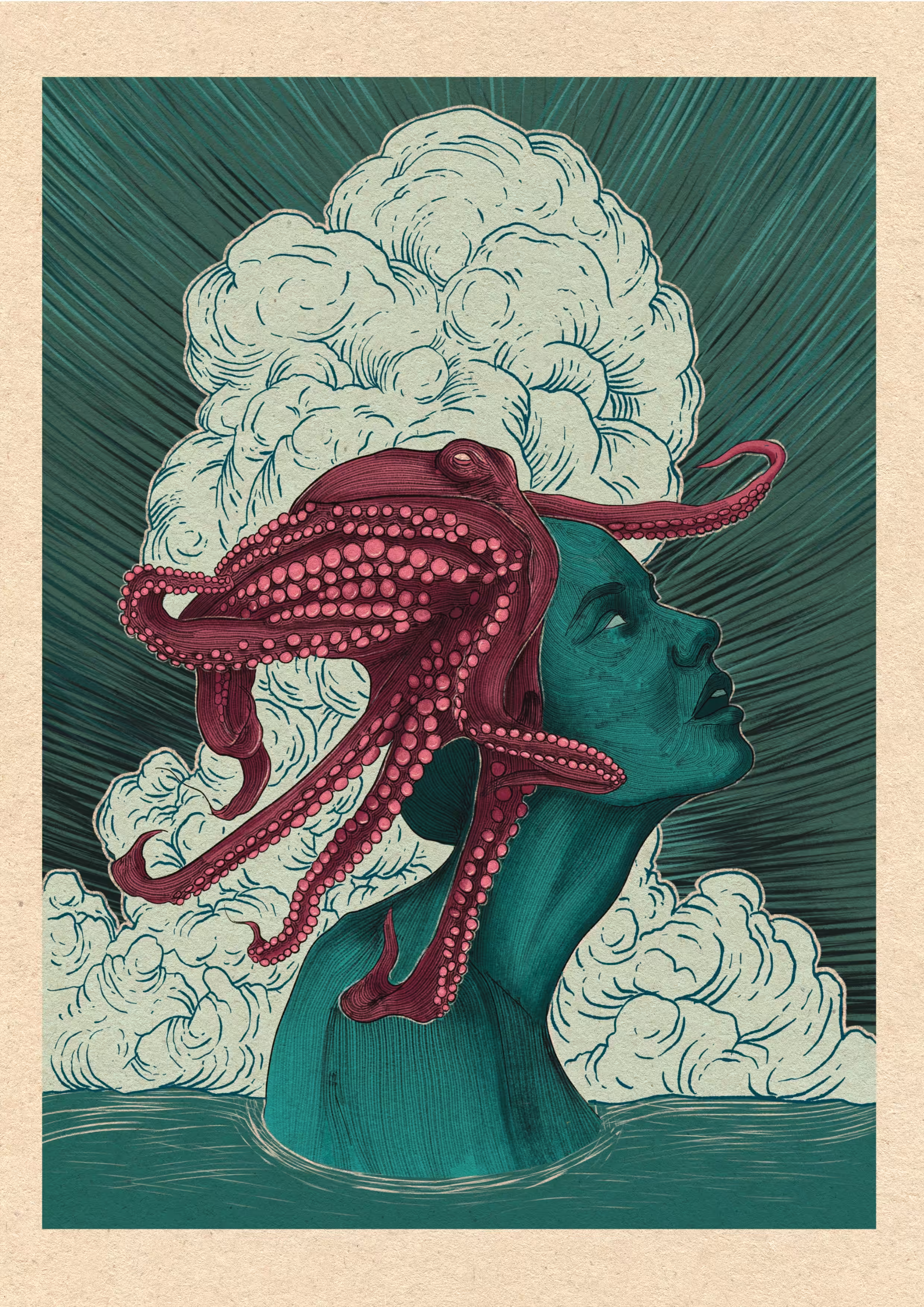 Repetition woman in octopus