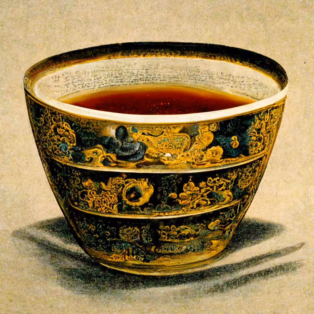 a classic chinese cup of tea with yellow details