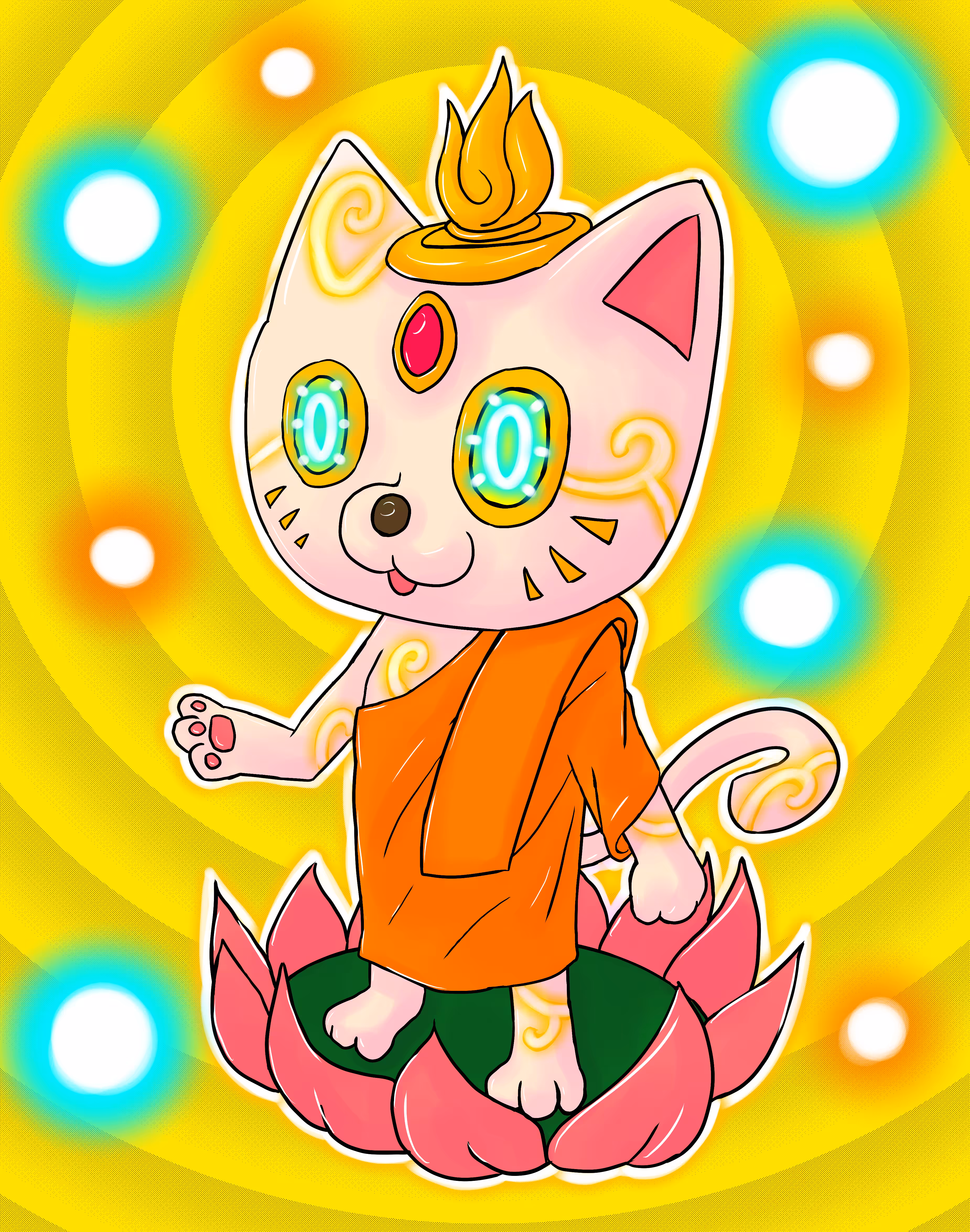Cyber cat Buddha