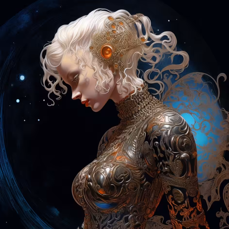 Blonde Girl In a Cosmic Dress