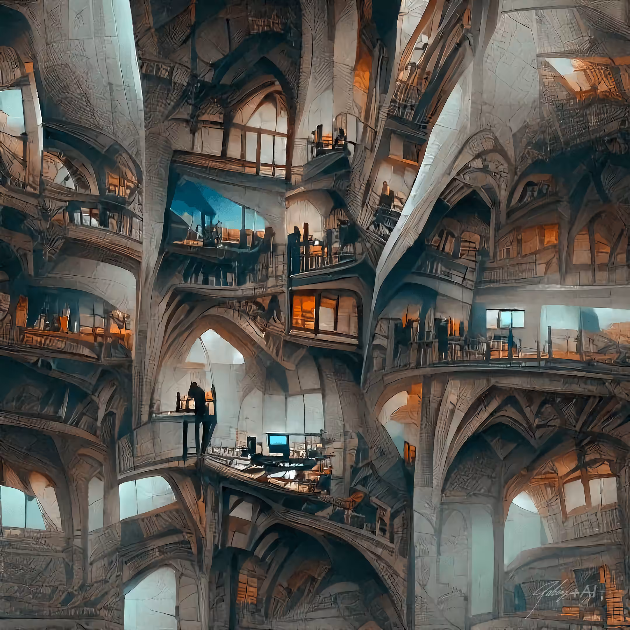 4 dimensional Gothic office building