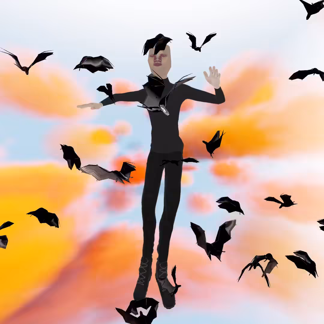 Cloud #43: The Warm Sky Pixel Character With the Bats.