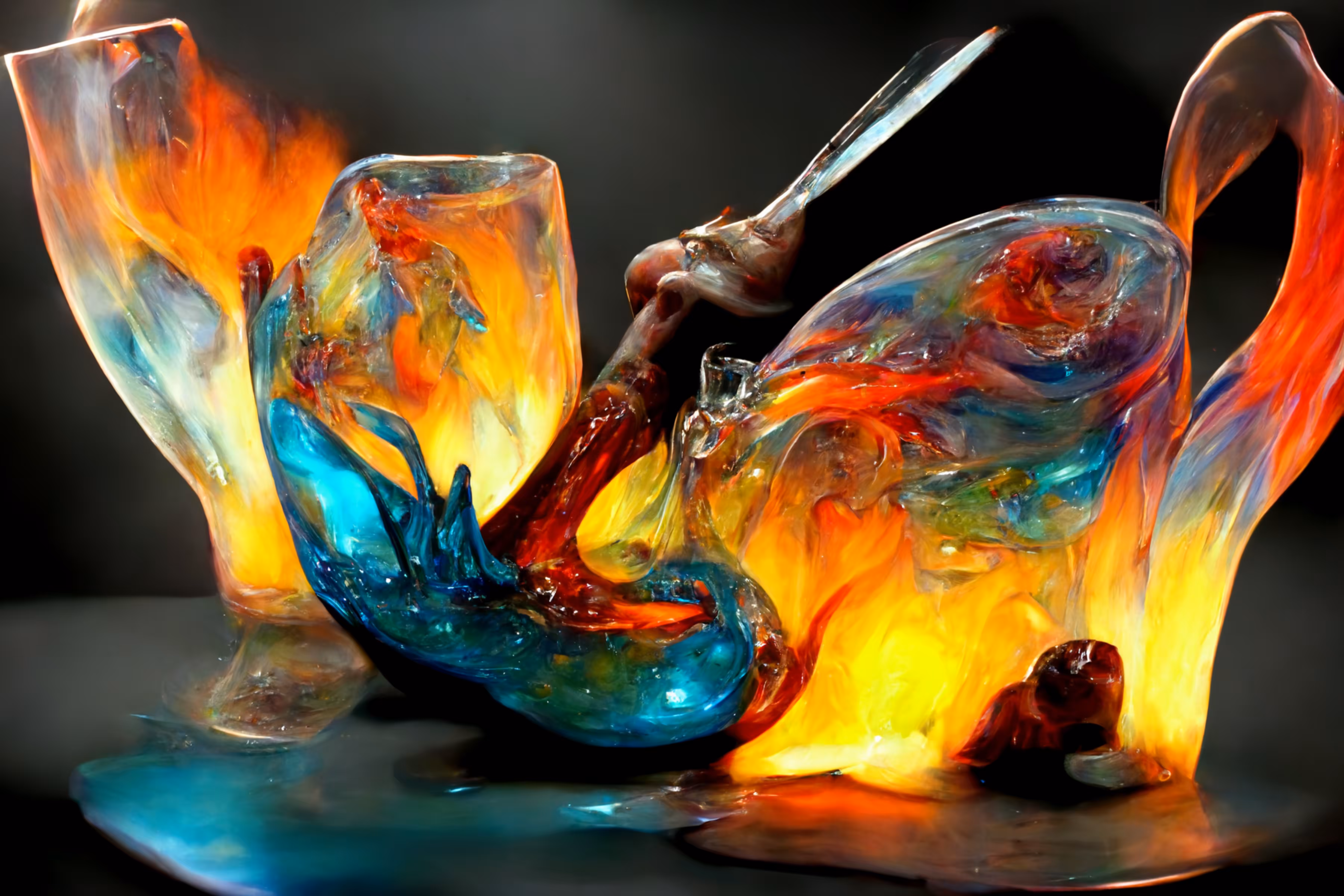 melted glass