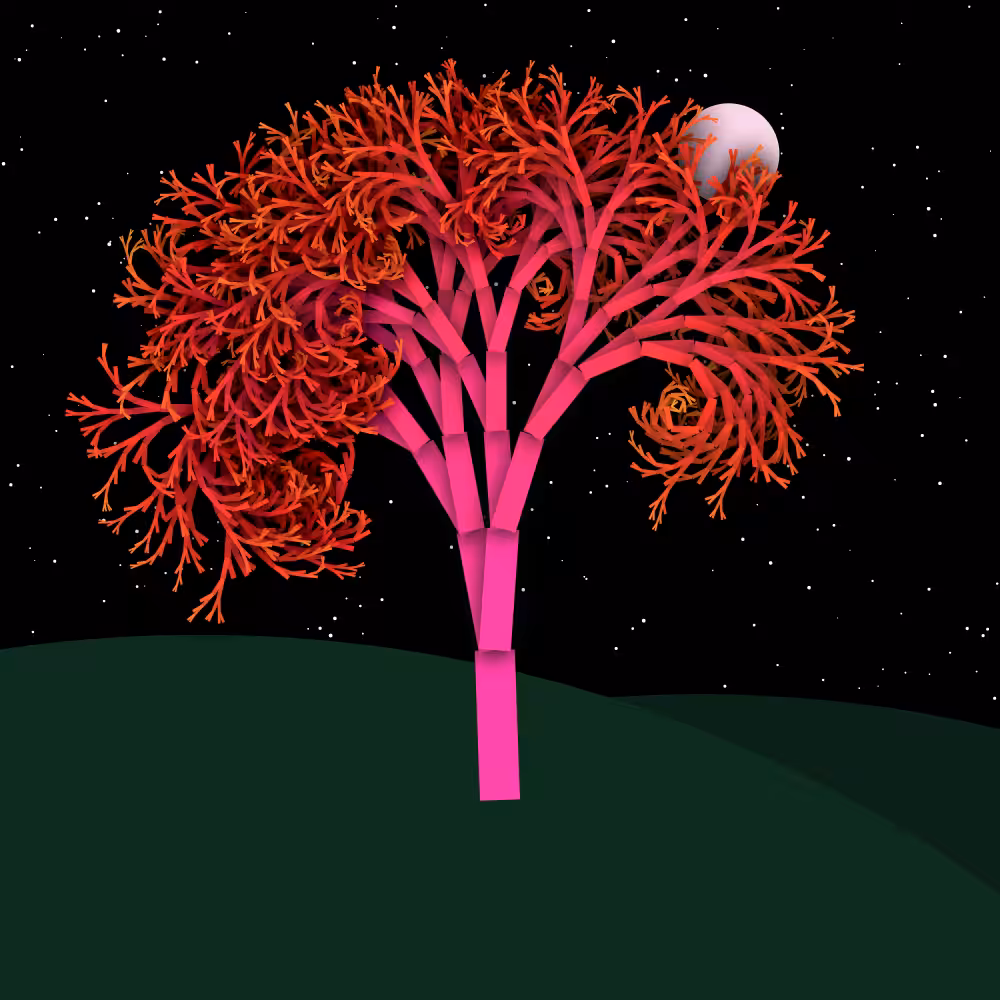 Moonlit Trees of Iterative Fractal Chaos #15