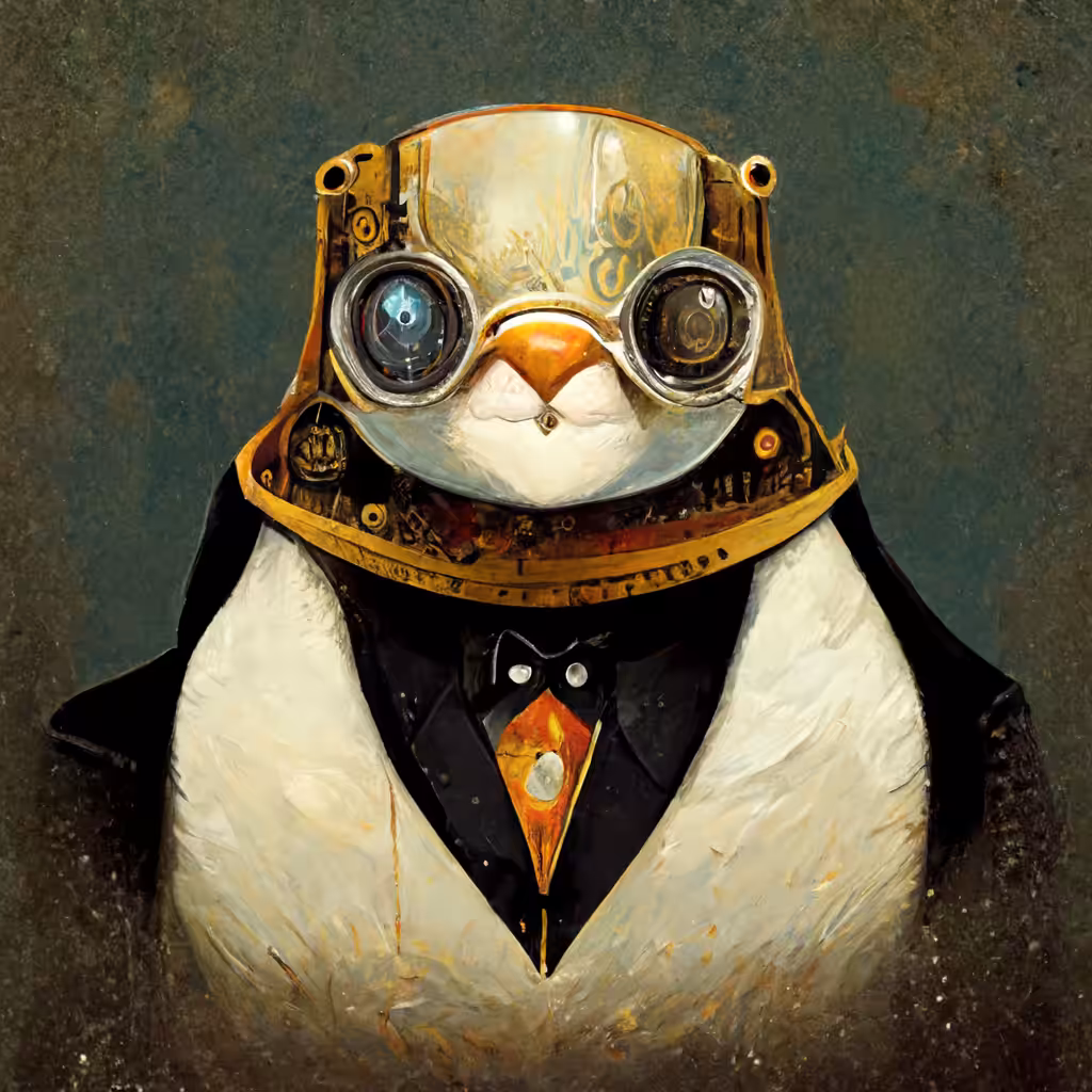 Steampunk penguin portrait