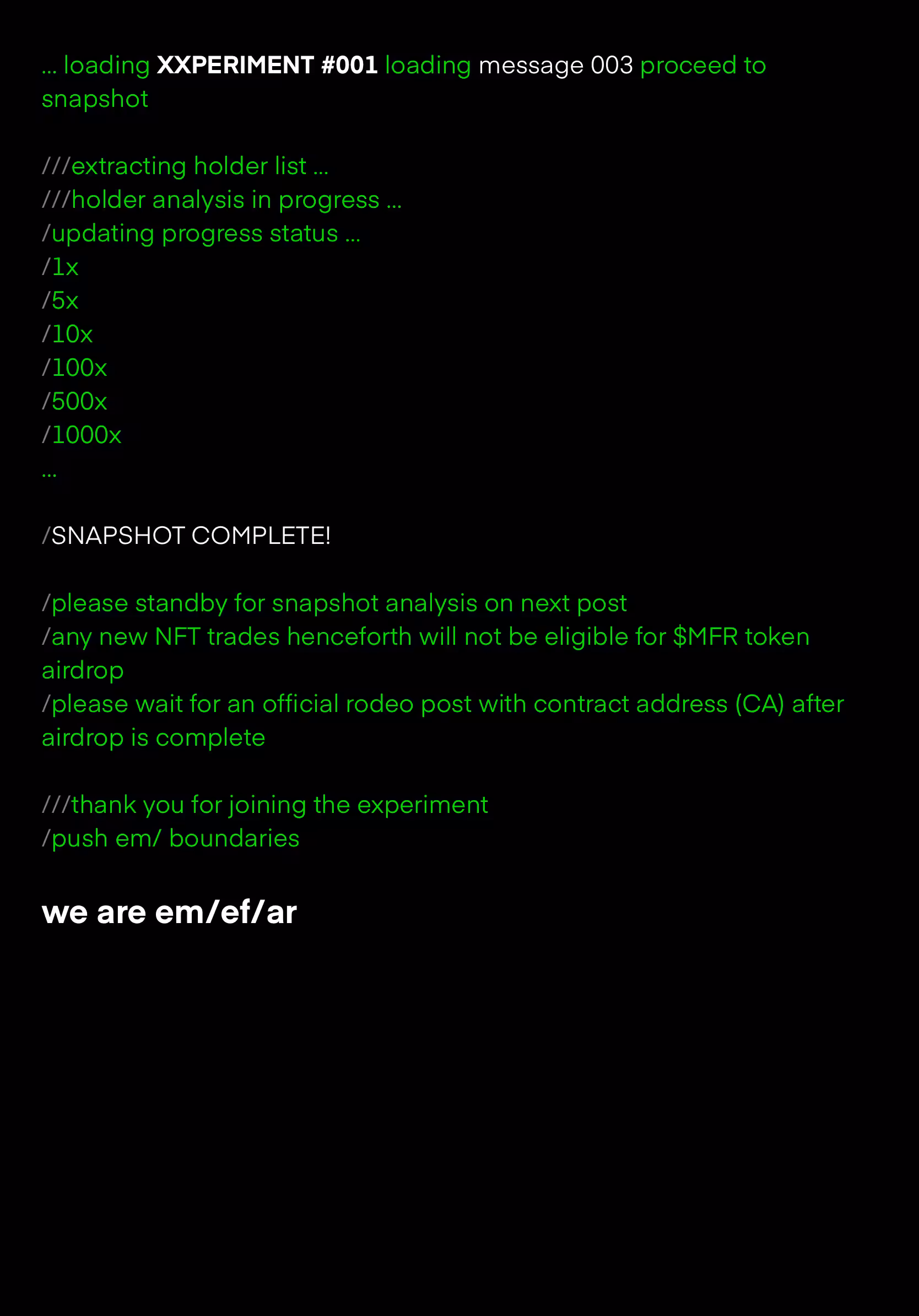 XXPERIMENT #001 <Message 003>