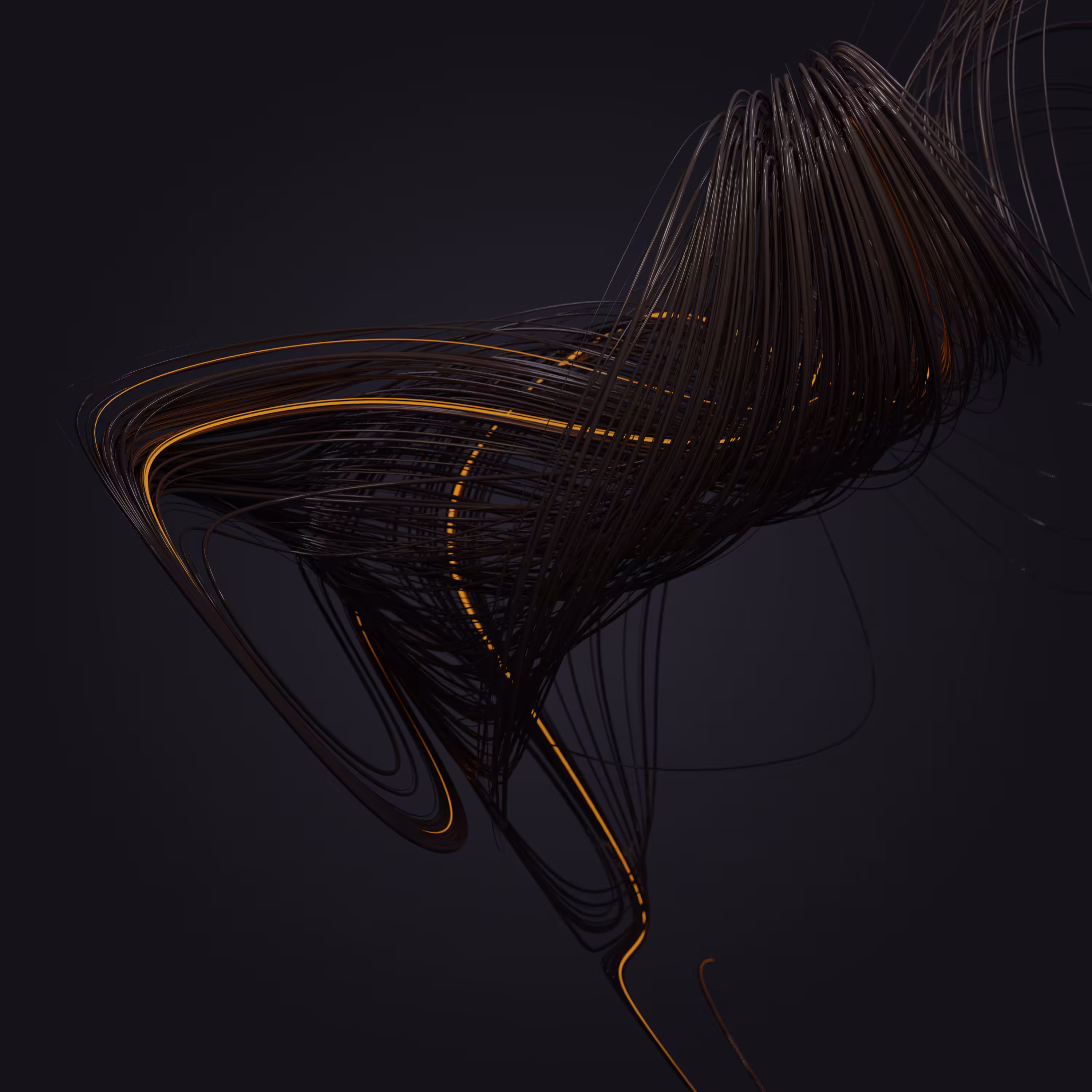 3D Clifford Attractor - Orange Neon Glow #2