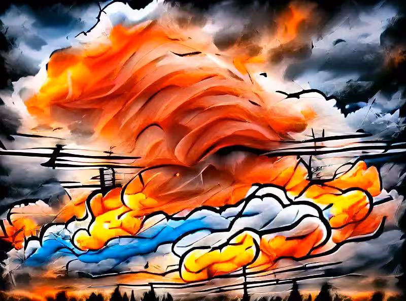 Abraham's First Works: Burning sky on a cloudy day
