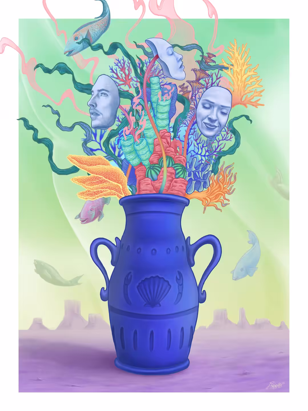 The Vase Of Faces - Aquatic - animated version