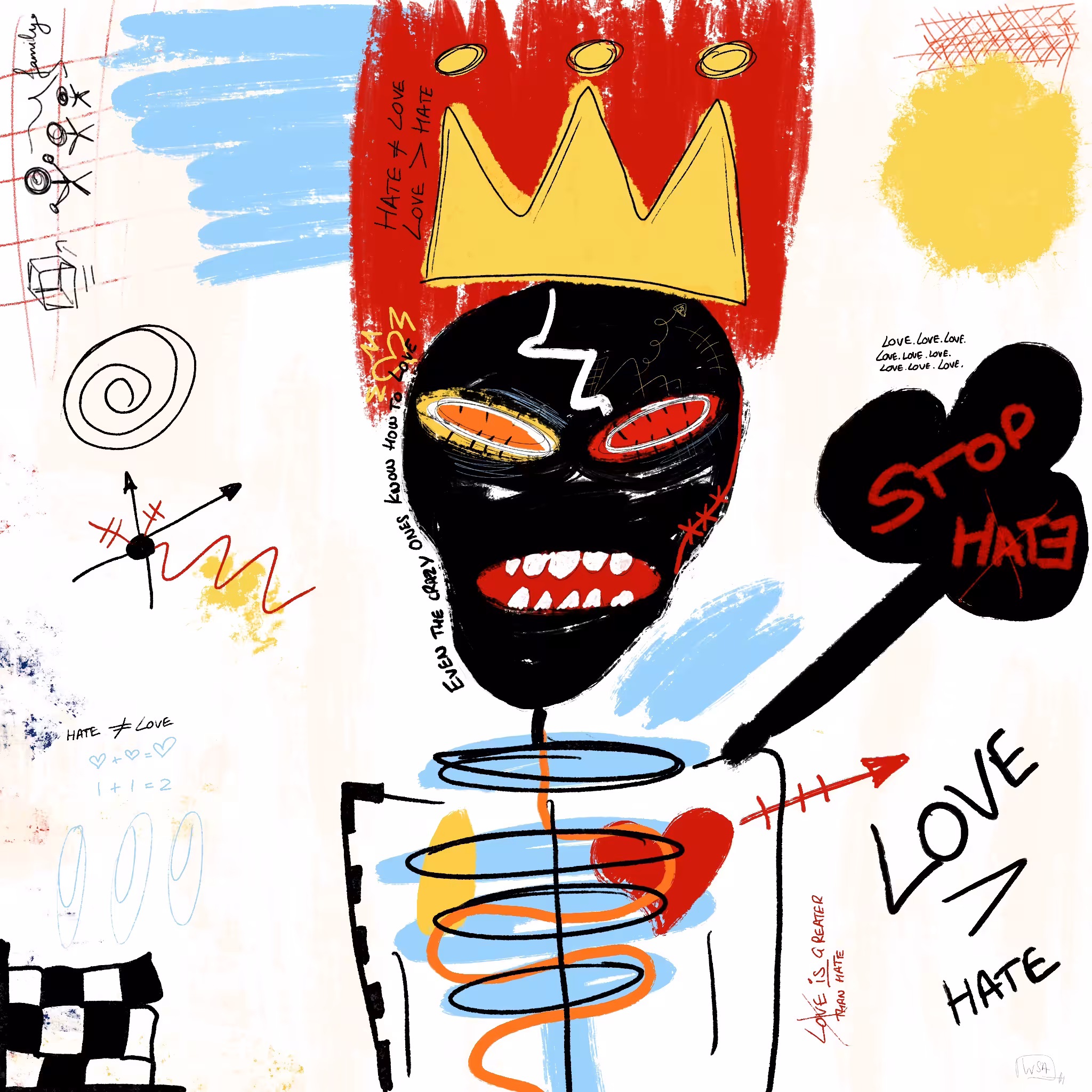 "Love Is Greater Than Hate" - Skull Squiat WSA