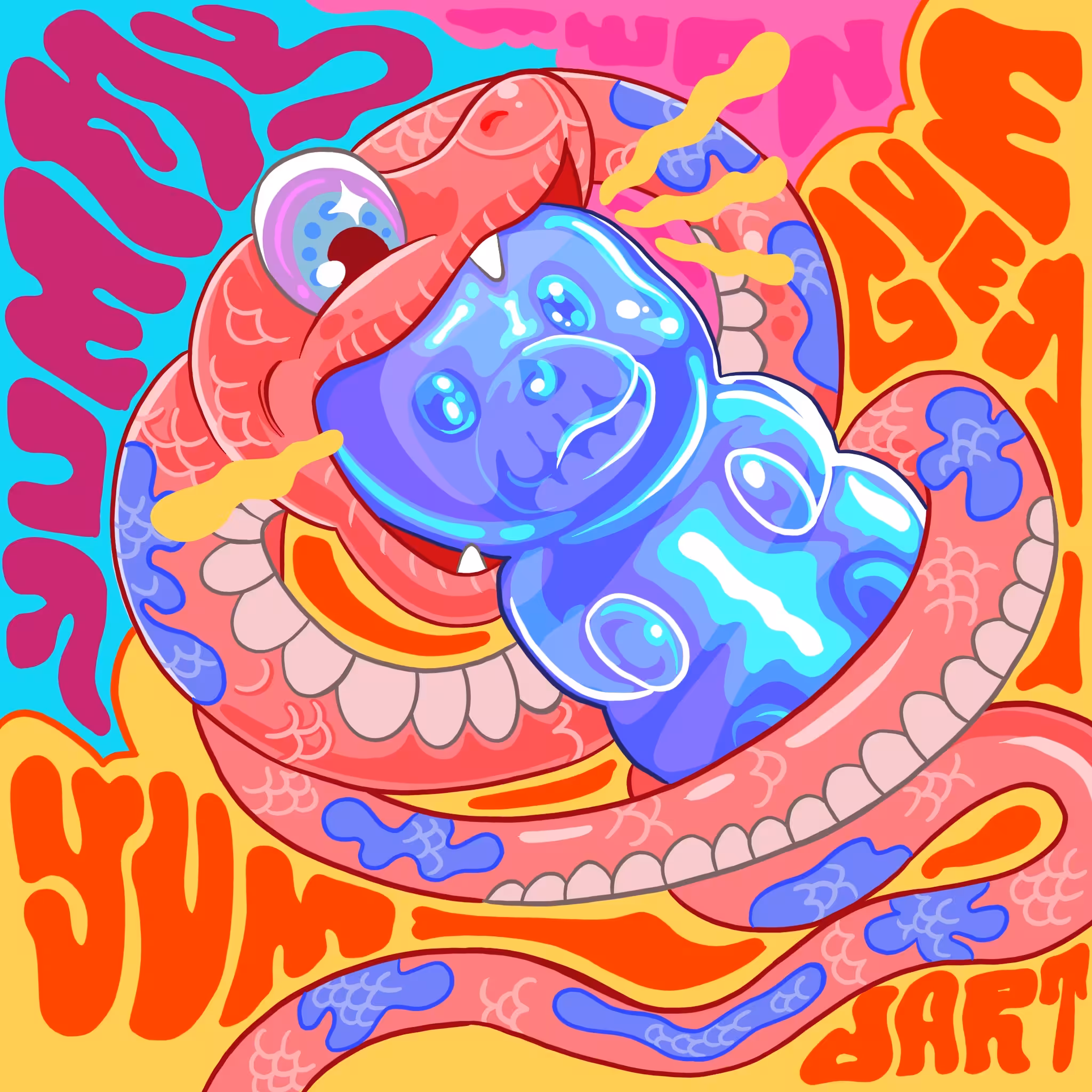 cutie snake eat gummy bear