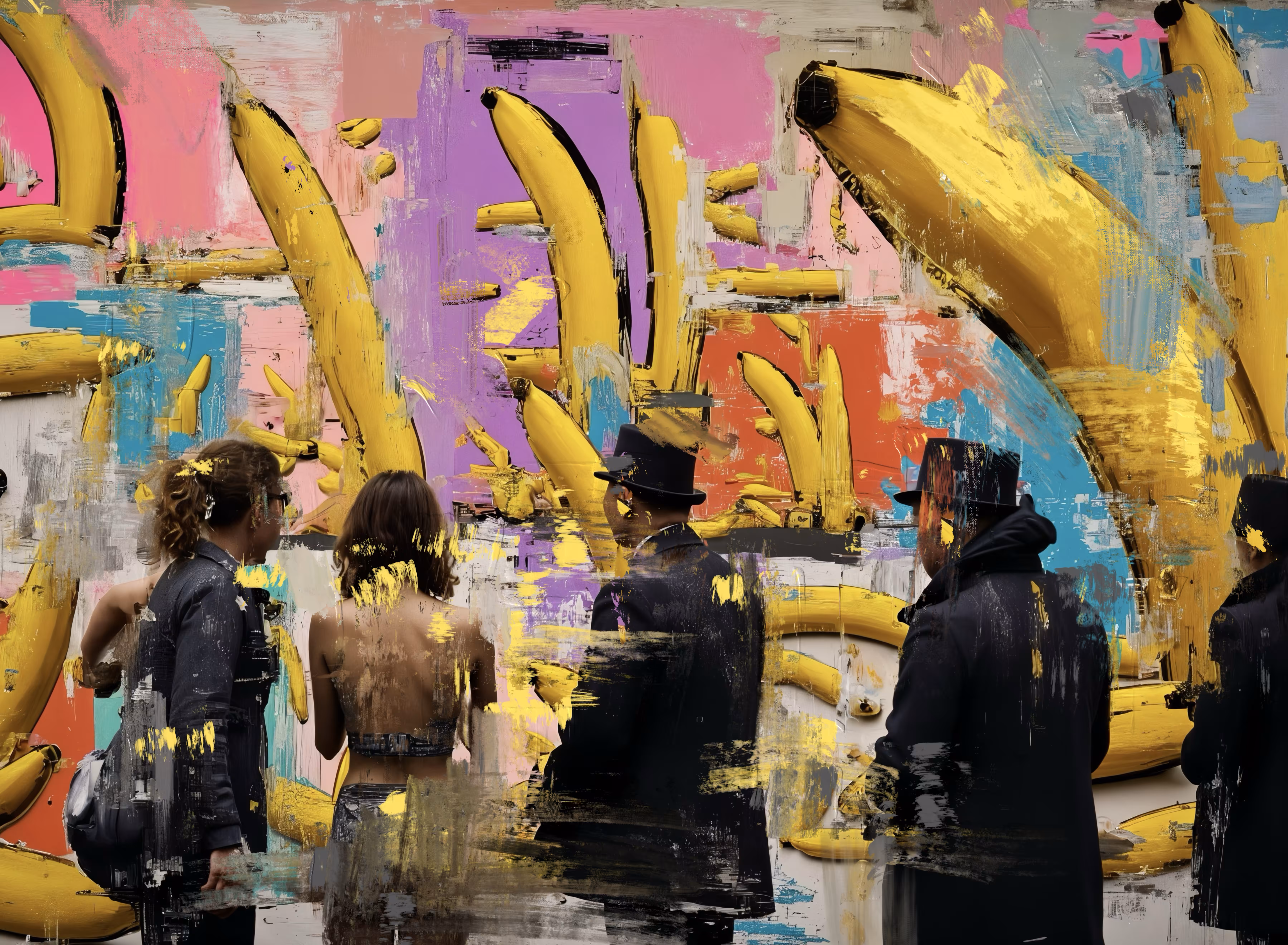 Gallery of Modern Banana Art - Large Colourful Banana Painting