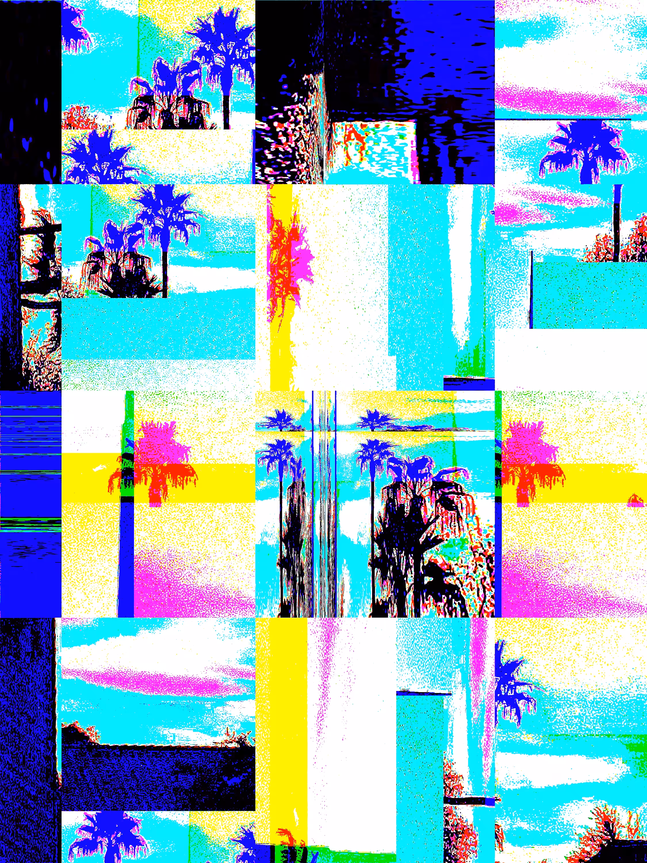 Sunset, Palm and Glitch.