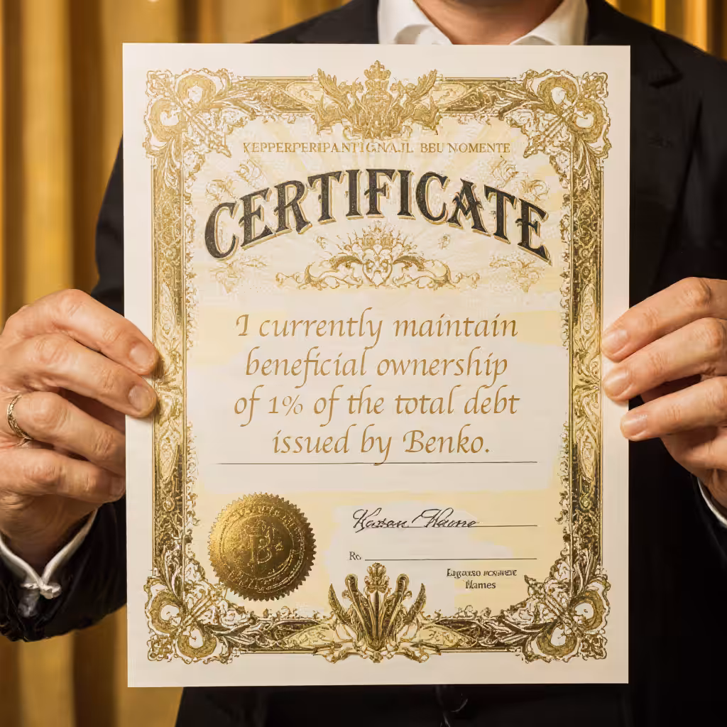 Echos of Benko: "I proudly own 1% of Benko’s debt."