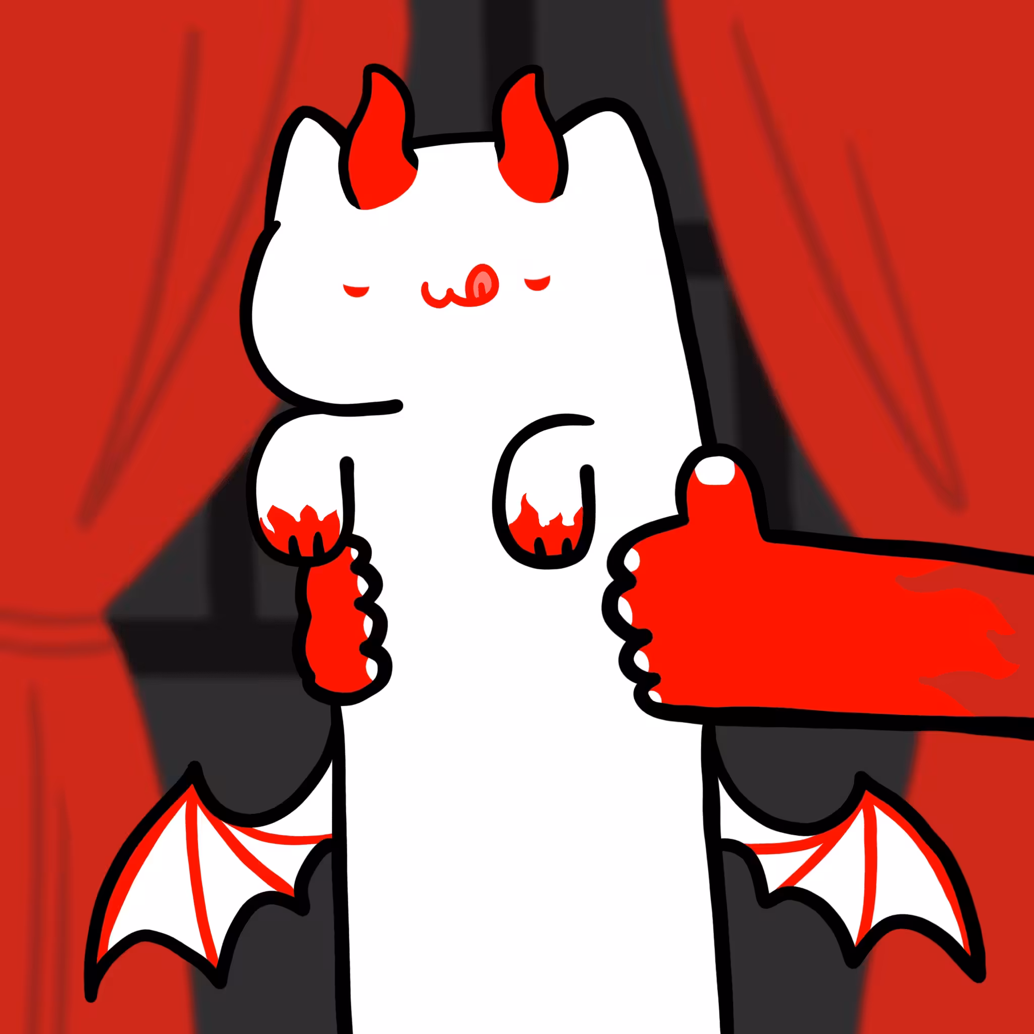Long long white demon cat #090