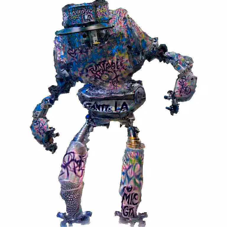 Robot Artist Sprayed by Gangsta LA Graffiti