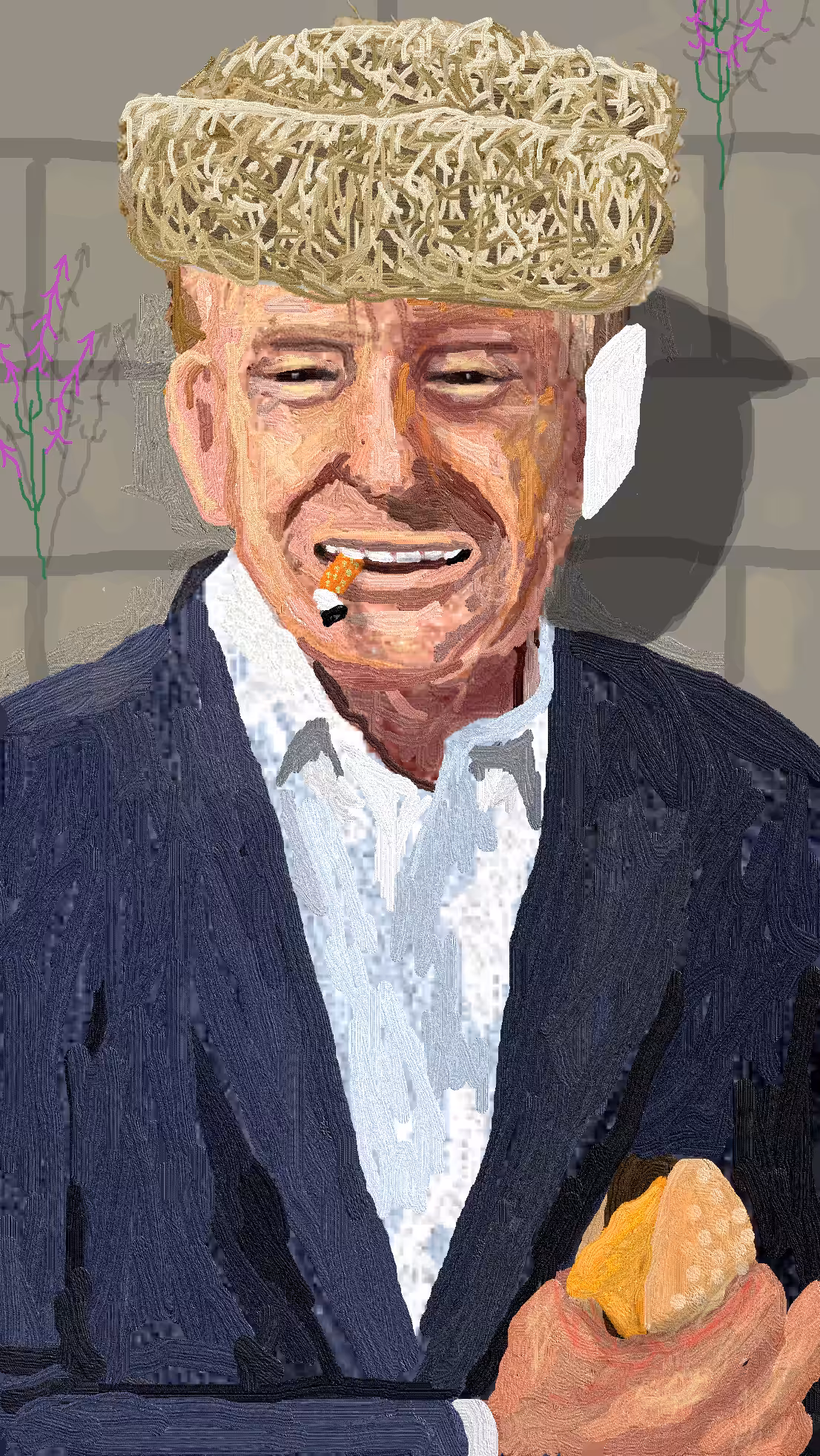 Bad Optics: Portrait Of Man With Shredded Wheat For Hair.