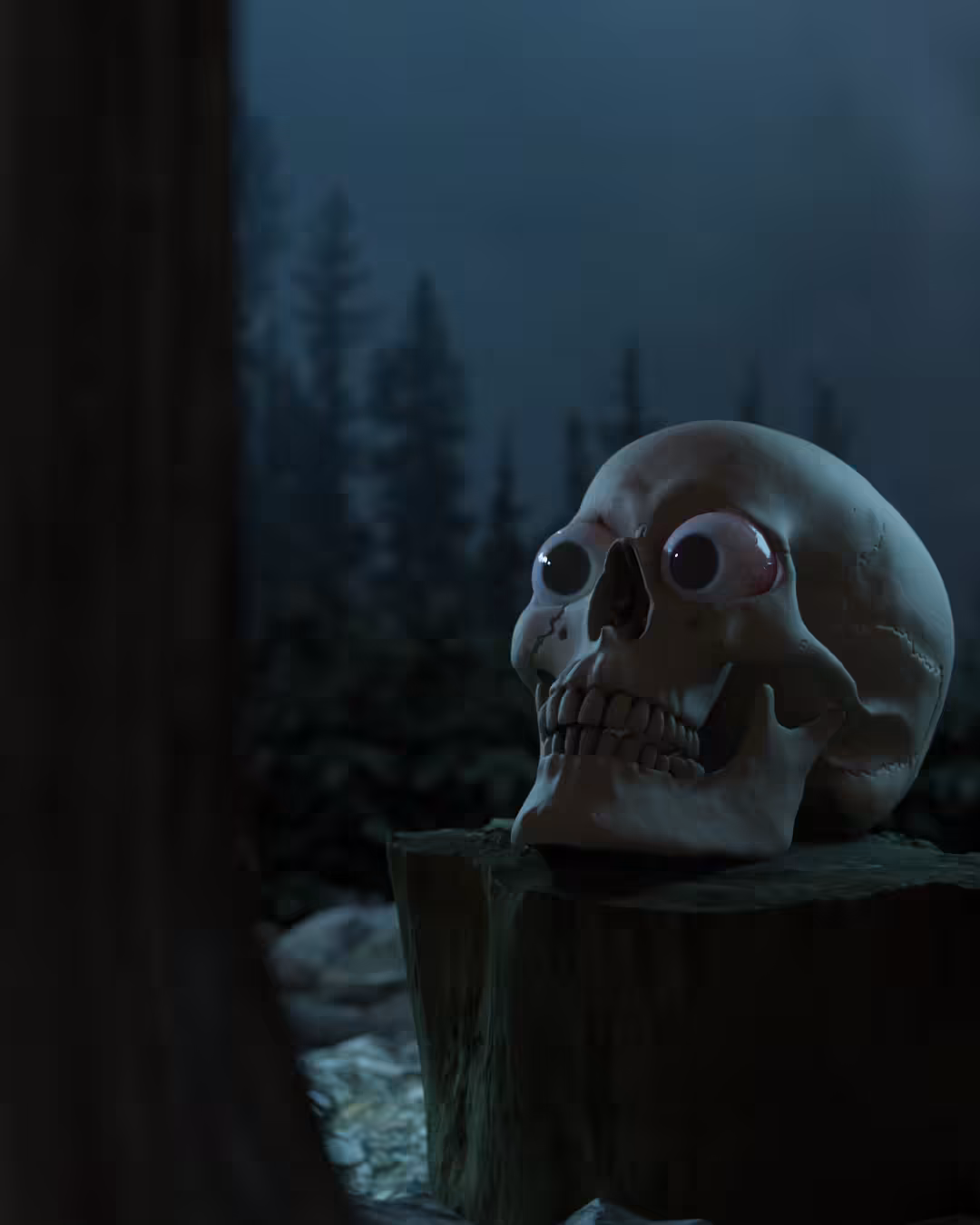 Skull on a stump