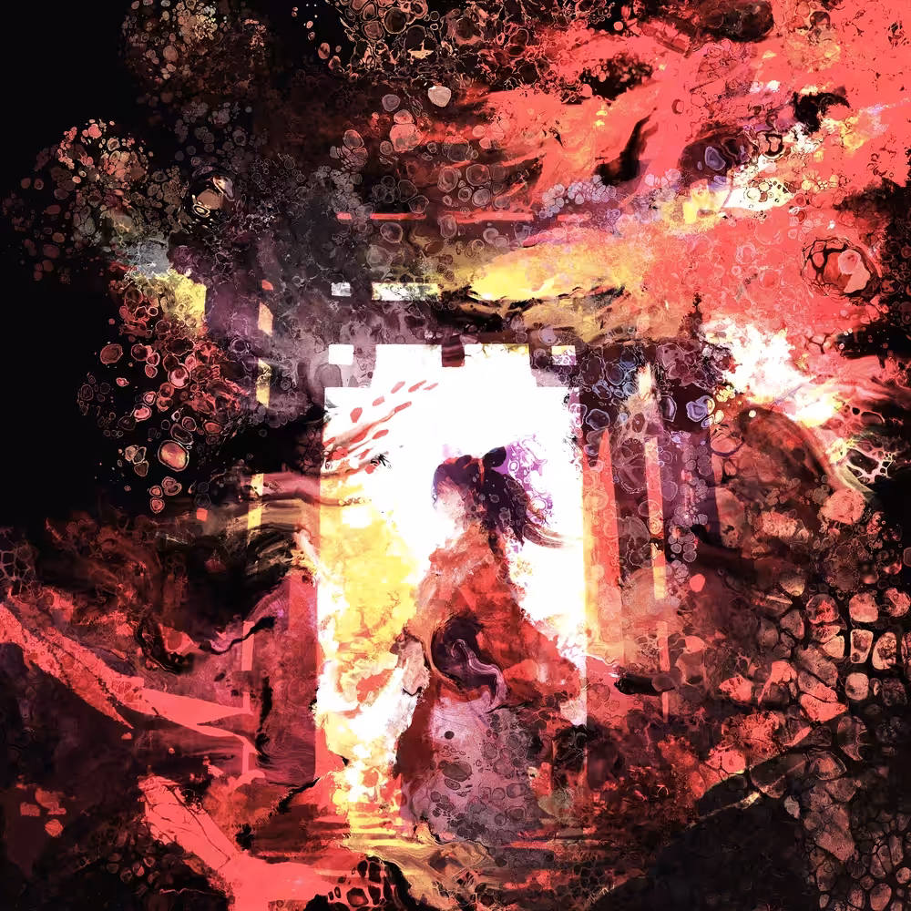 Shrine maiden in fall , Colors of the season, Acrylic Pour
