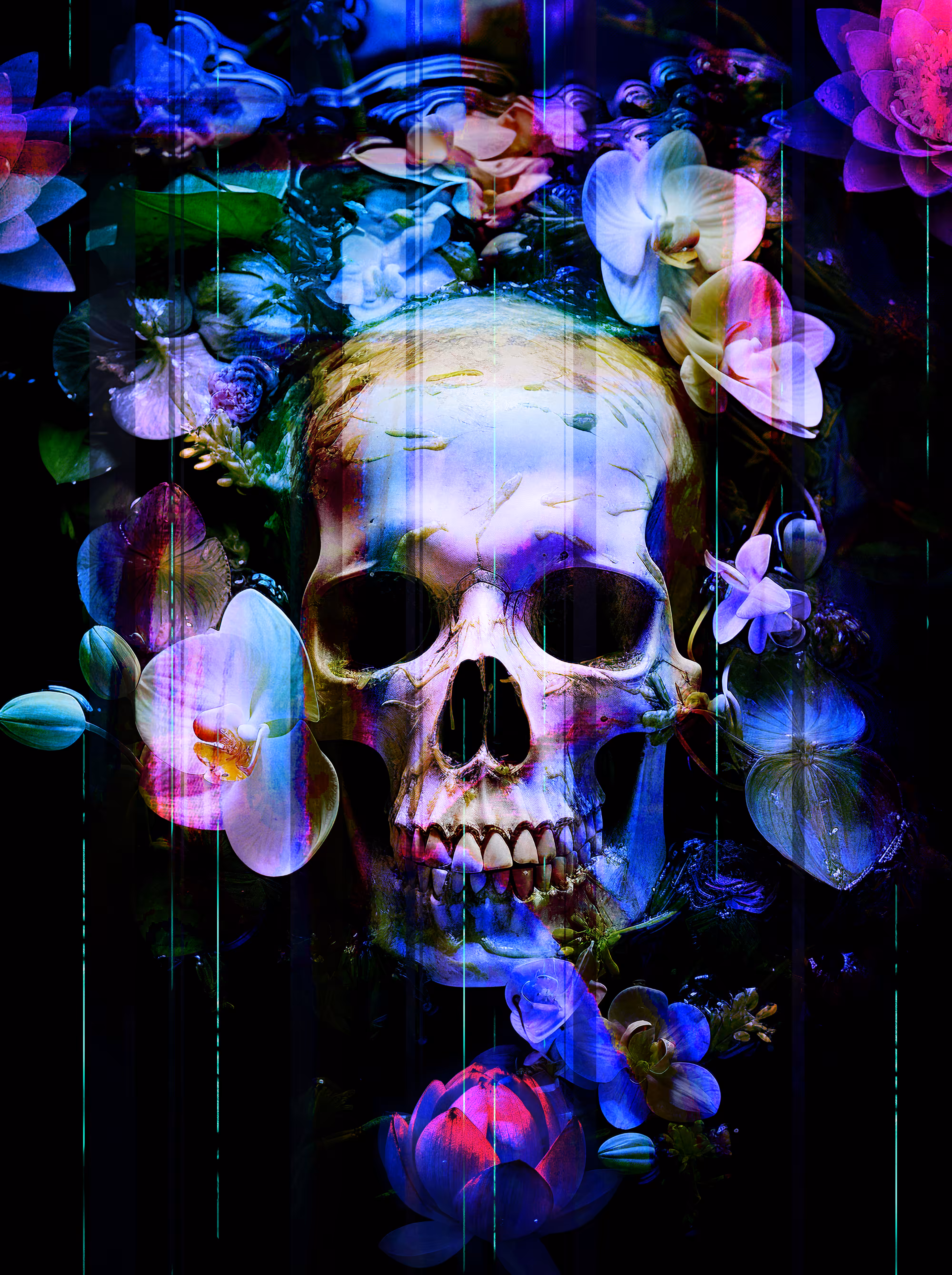 SKULL AND LOTUS FLOWERS