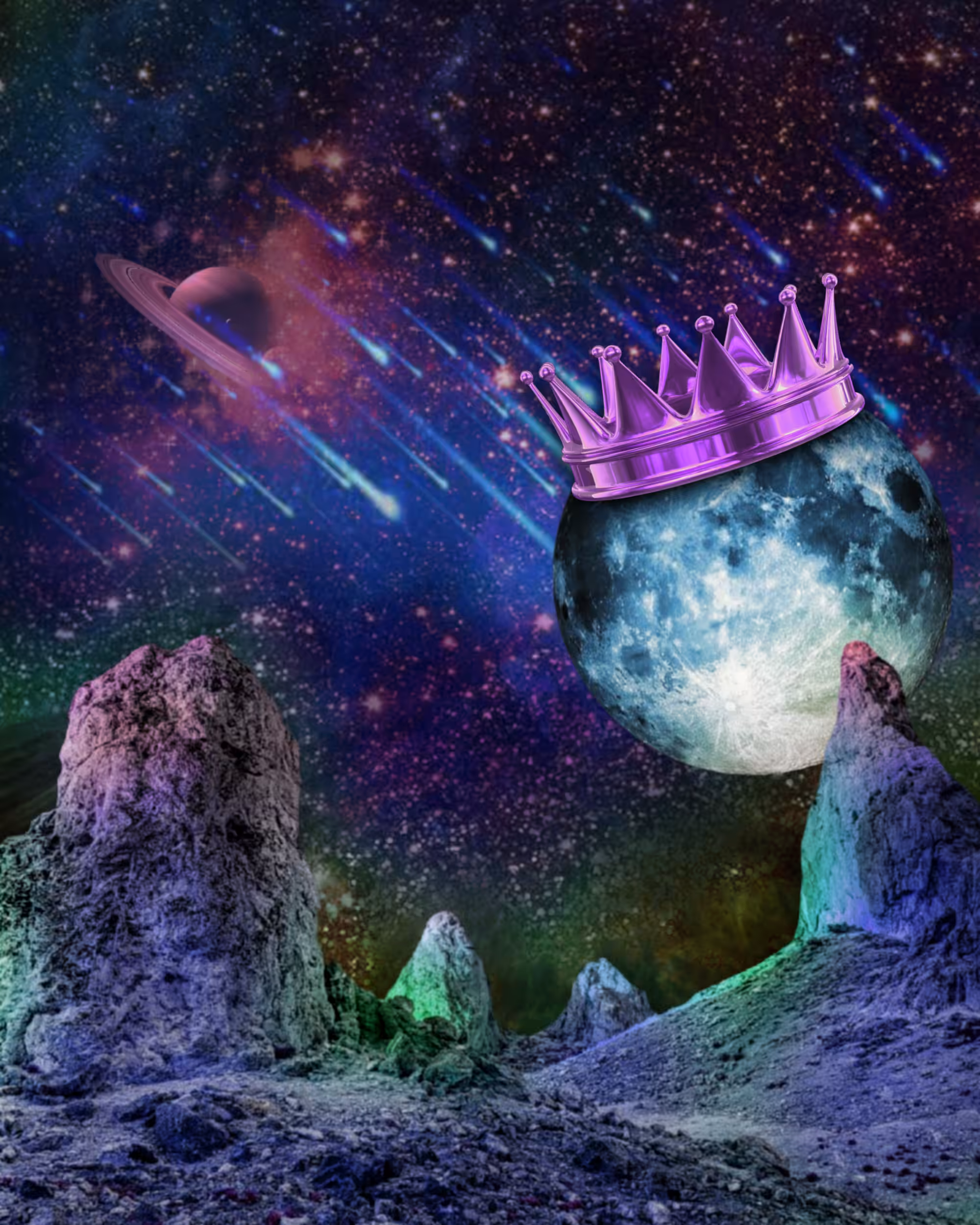 moon queen and crown in fantasy world