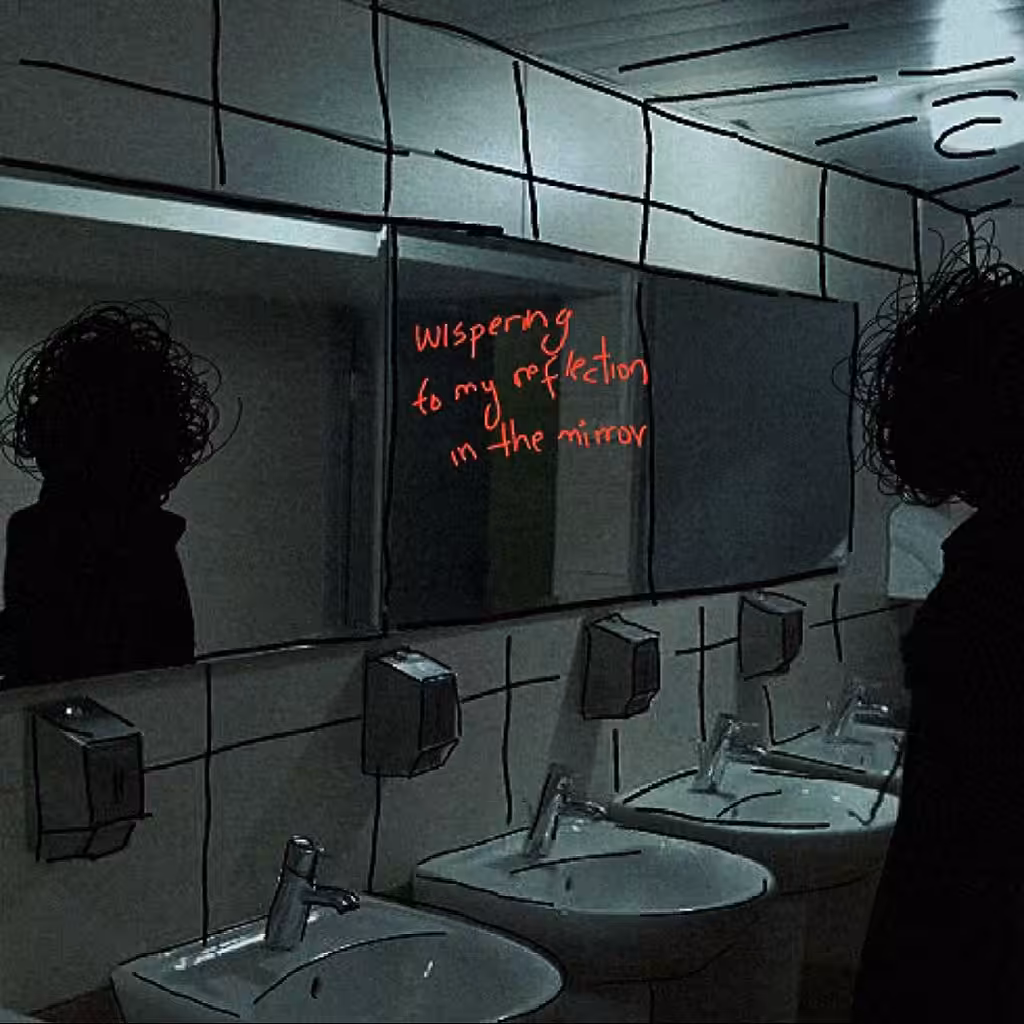 Whispering to my reflection in the mirror