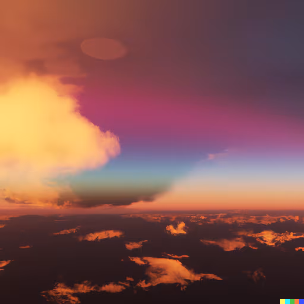 ☁️ 43 - a sunset with a iridescent pyrocumulonimbus cloud 