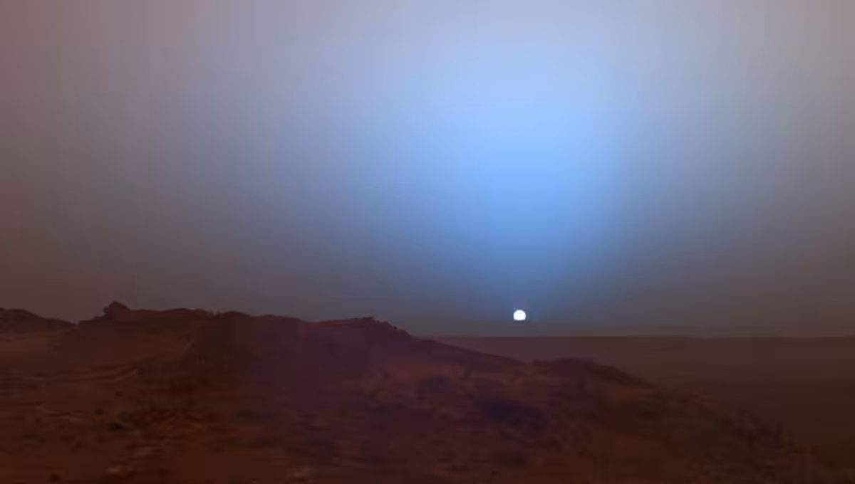 Blue tinted sunset on Mars