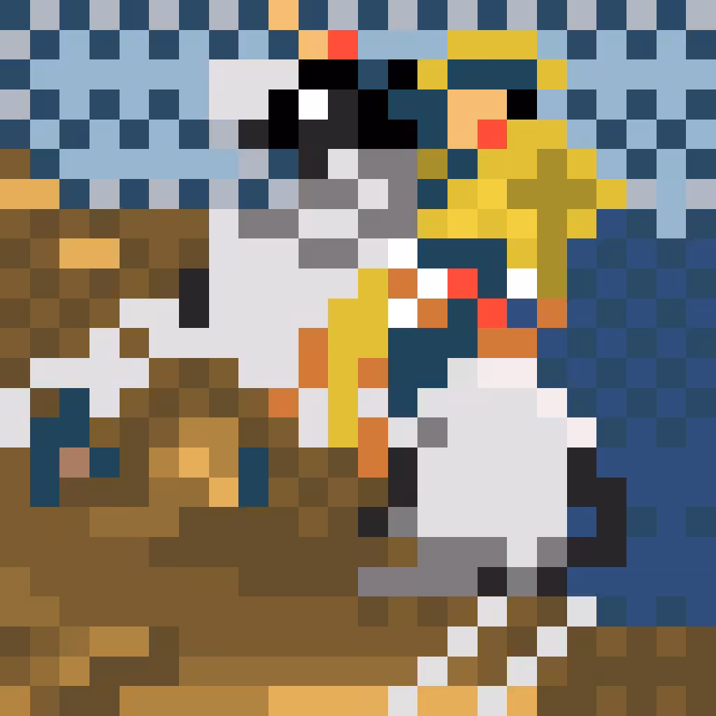 Le Premier Consul franchissant les Alpes au col du Grand Saint-Bernard (Upscaled pixel art)