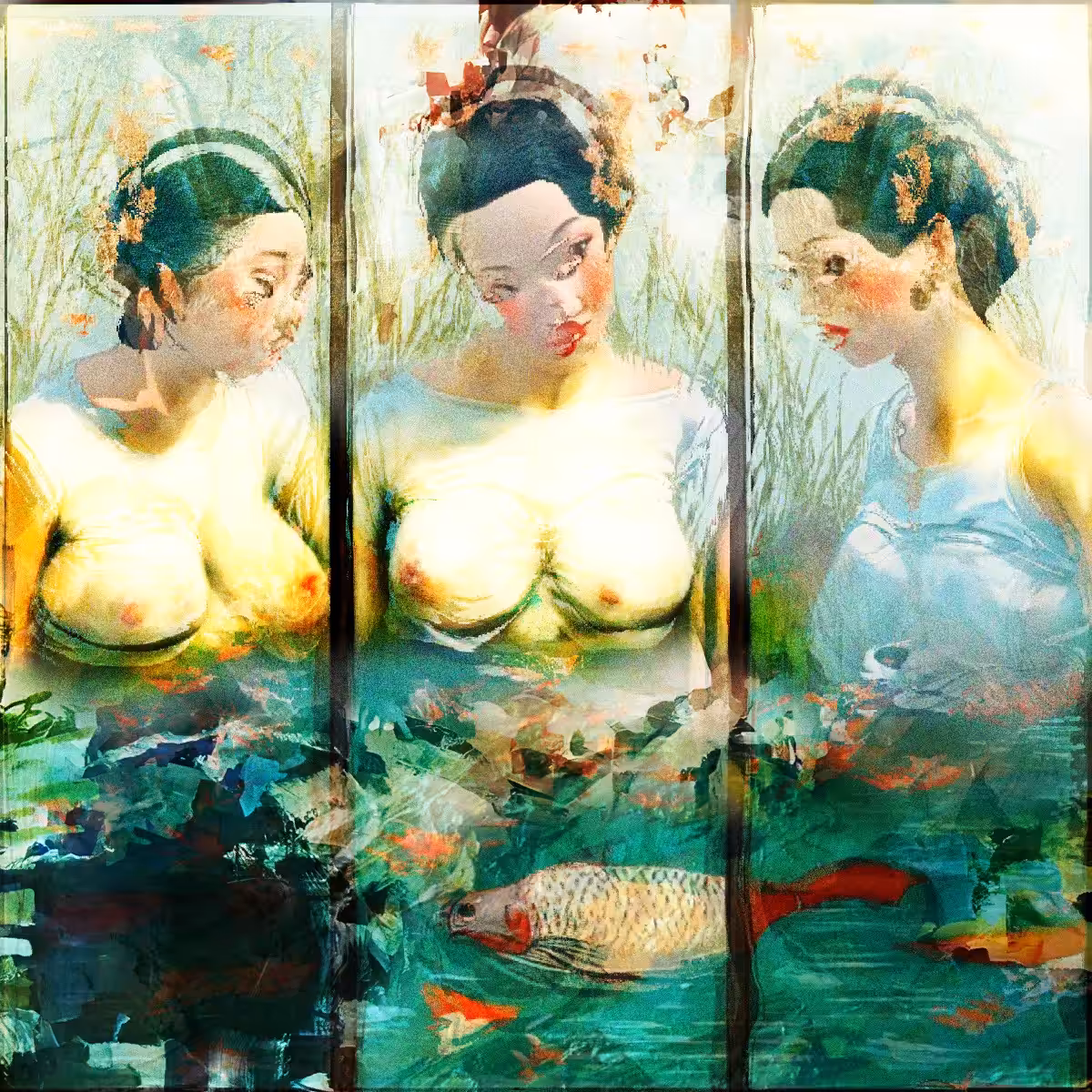 Three young bathers