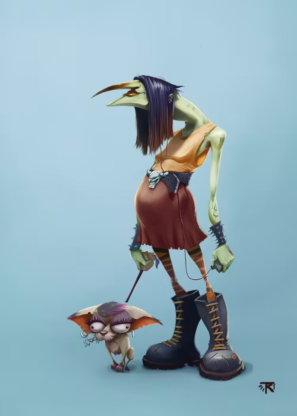 Heavy Metal Witch with Chihuahua