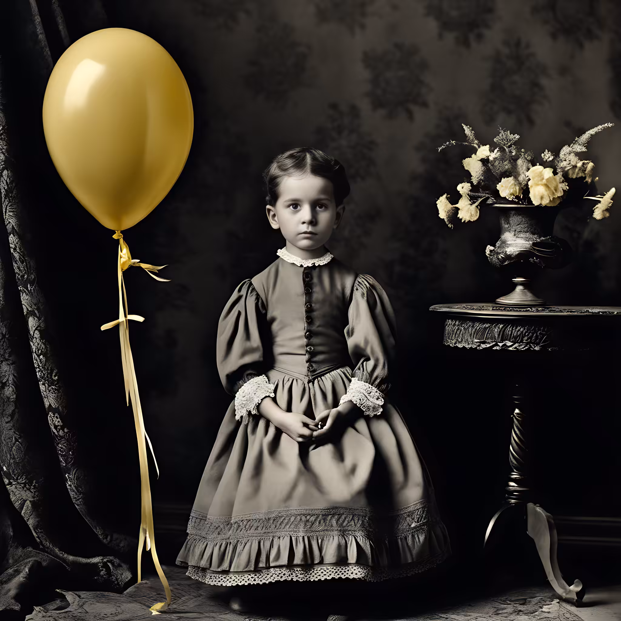 "Yellow balloon, fly high and far, in the sky of freedom, bright and wide."