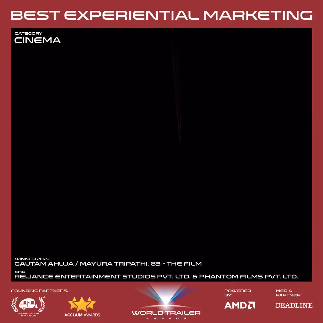 World Trailer Awards 2022: Best Experiential Marketing, Cinema