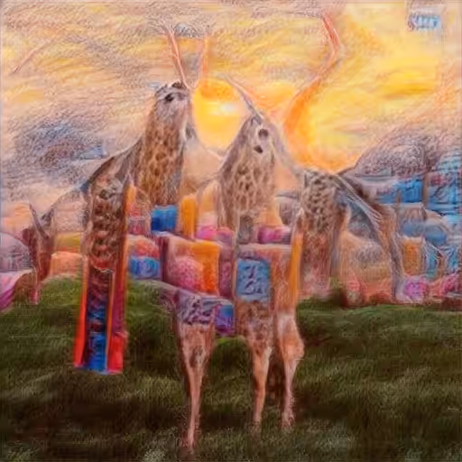 Giraffe Sunset Scribbles