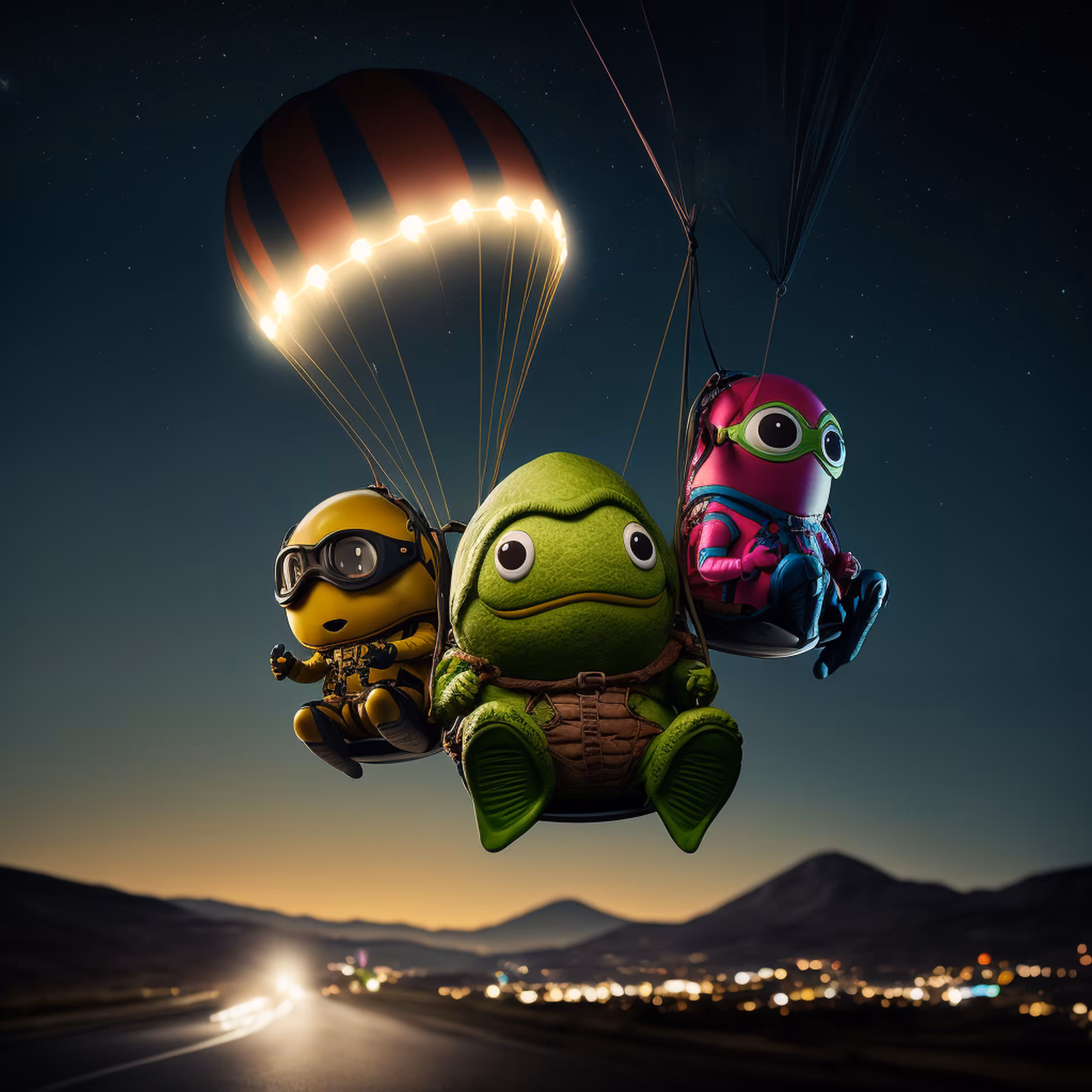 Pepe's World: Pepe parachuting beautifully