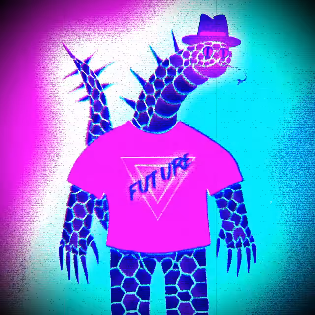 Retro Future Synthwave Glitched Tezzard. Tribute to #Tezzardz