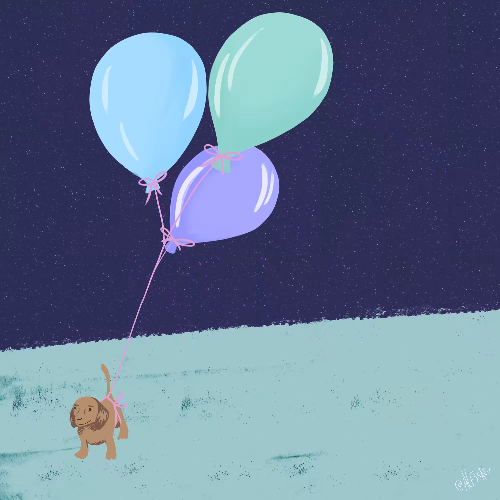 little dog with balloons