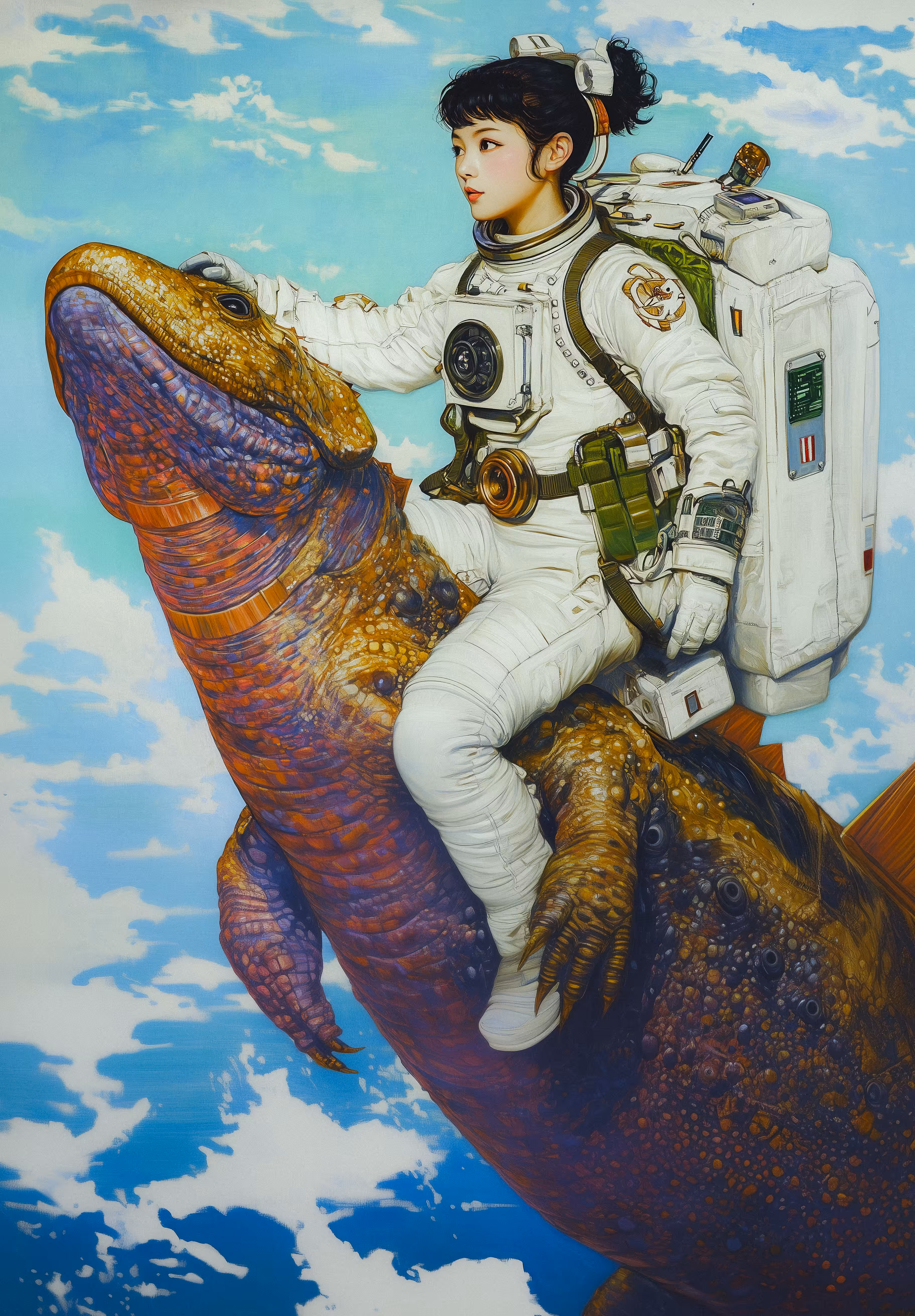 Girl Astronaut and Salamander #1