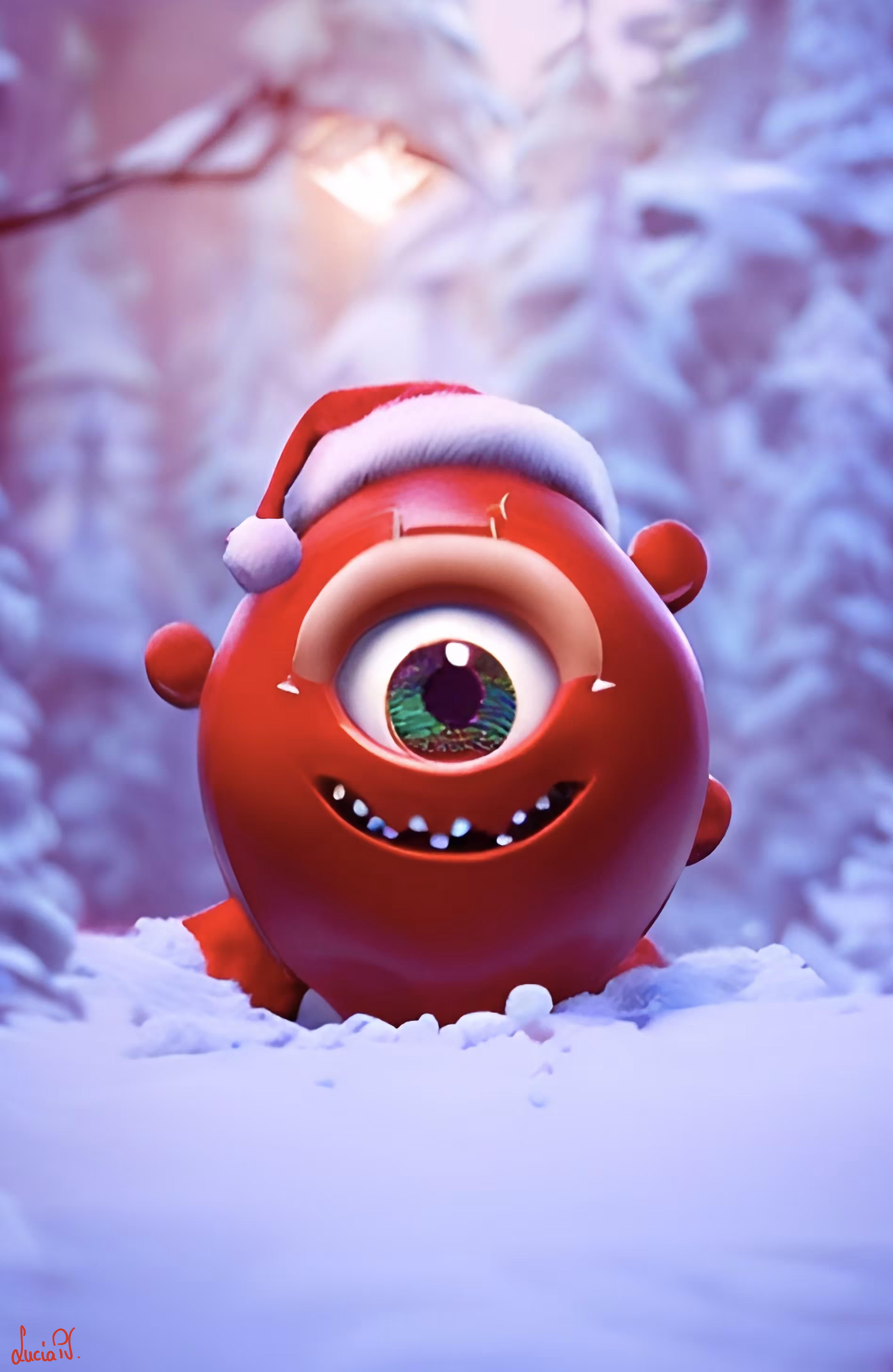 The little red elf with one big green eye.