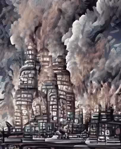 A city in flames