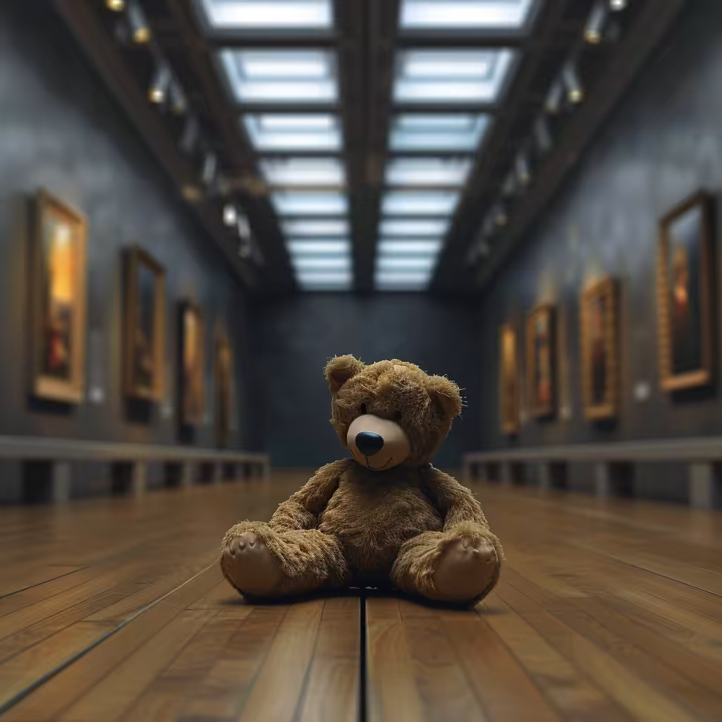 teddy in the museum of happiness