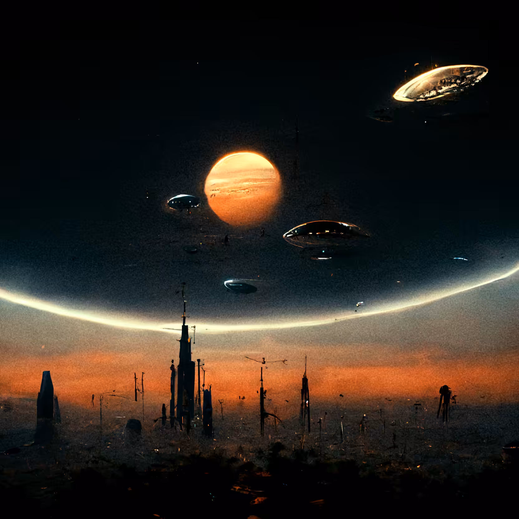 Smog Illuminated on an Alien Landscape